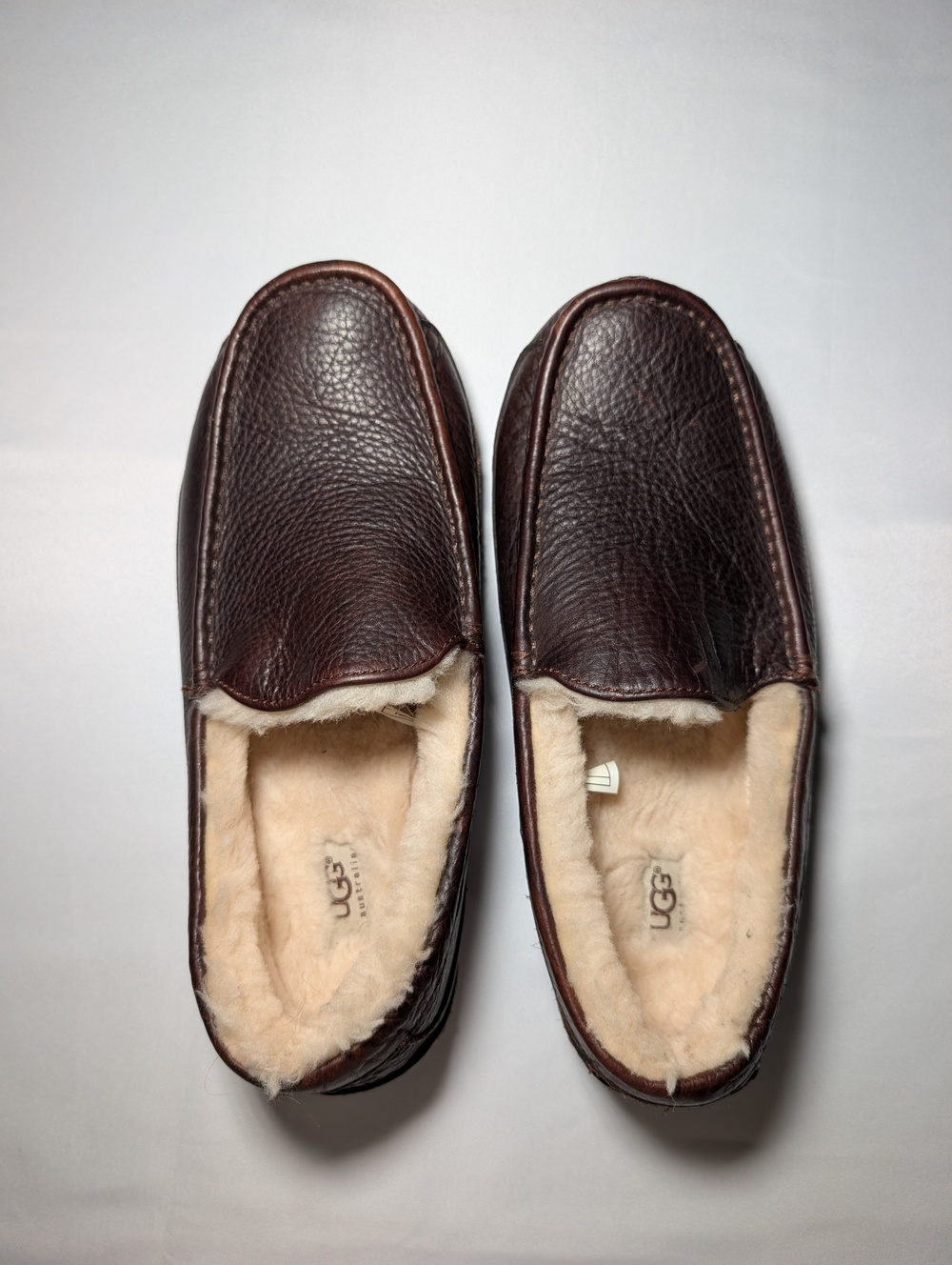 UGG Australia brown leather slippers, men’s size 11, like new